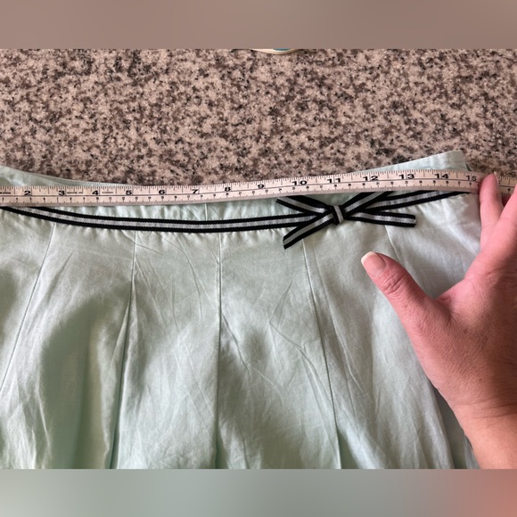 Anthropologie Lapis Floral Embroidered And Beaded Skirt Mint Light Green/Black - Picture 7 of 8